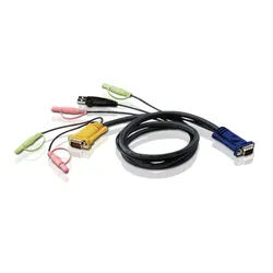 ATEN 2L-5302U KVM Kabel VGA, USB und Audio, schwarz, 1,8 m