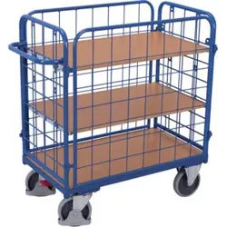 VARIOfit Etagenwagen niedrig 1.200 x 800 mm 3 Böden 4 Wände