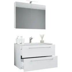 VCM Morgenthaler Waschtisch »Badinos« mit 2 Schüben 80 cm inkl. Spiegelschrank und Waschbecken weiß, 80x50x46 cm