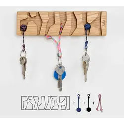 FUJFUJ - Accessoires - Schlüsselhalter Classic 2 - Oak Wood (Stil: Eichenholz) Knots (Knoten)