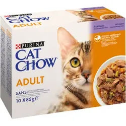PURINA Cat Chow Adult Katzenfutter mit Lamm und grünen Bohnen in Gelee 10x85g
