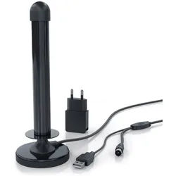 Aplic DVB-T2 HD Antenne aktiv, Digitale HDTV Zimmerantenne Verstärkerantenne Stabantenne (DVB-T, DVB-T2, für Innenbereich), 4 m Kabel USB und Koaxialstecker inkl. USB Netzteil schwarz