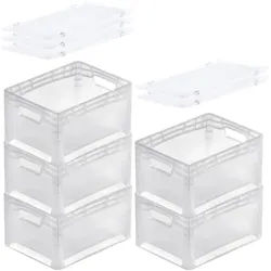PROREGAL MegaDeal 5x Transparenter Eurobehälter LightLine mit offenem Griff und Scharnierdeckel | HxBxT 22x30x40cm | 24 Liter | Eurobox