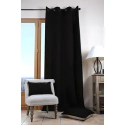 Stofferia Stoff Fertigvorhang Baumwolle Duo Uni Noir 135x240, Meterware