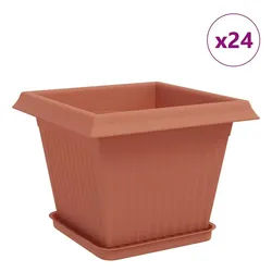 vidaXL Blumentopf Blumentöpfe 24 pcs Ziegelrot 28,5 x 28,5 x 22 cm Kunststoff (24 St) rot