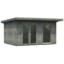 PALMAKO Blockbohlenhaus »Heidi«, Holz, BxHxT: 478 x 244 x 300 cm (Außenmaße inkl. Dachüberstand) - grau