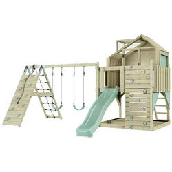 OutdoorToys Spielturm Oscar, aus Holz in Mintgrün mit Kinderschaukel grün
