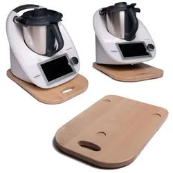 nm_trade Küchenmaschinen Zubehör-Set Gleitbrett für Thermomix TM5 TM6 aus Massivholz Holzbrett, Zubehör für Thermomix TM5, Thermomix TM6, mit Griff Gleiter Slider braun