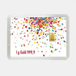 Goldbarren 1g Jugendweihe - Konfetti (Flip)