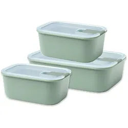 MEPAL Frischhaltedosen-Set EASY CLIP eckig flach 1,5 + 2 x 0,7 Liter nordic sage