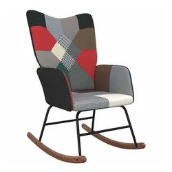 vidaXL Schaukelsessel, Schaukelsessel mit Hocker Patchwork Stoff