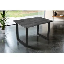 SAM® Esstisch Thoran, Holz-Optik Grau, U-Metallgestell, Baumkante grau 120 cm x 77 cm x 80 cm