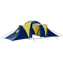 vidaXL Tunnelzelt Camping-Zelt Stoff 9 Personen Blau und Gelb, (9 tlg) blau|gelb