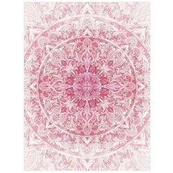 Bilderdepot24 Teppich Vinyl Wohnzimmer Schlafzimmer Flur Küche Mandala modern, rechteckig - rosa glatt, nass wischbar (Küche, Tierhaare) - Saugroboter & Bodenheizung geeignet rosa 210 cm x 280 cm
