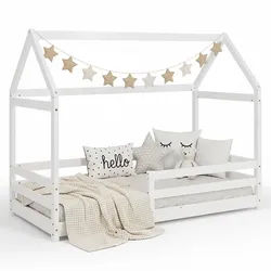 Homestyle4u Kinderbett 80/200 cm Bodenbett Weiß , Holz , 80x160 cm , Babymöbel & Kindermöbel, Kinderzimmer & Jugendzimmer, Kinderbetten, Spielbetten