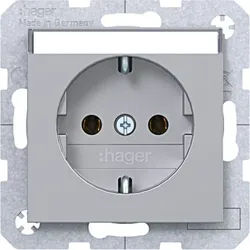 Hager WAS1101TA Schutzkontaktsteckdose, Beschriftungsfeld, Steckklemmen, A.x/C.x, titan matt
