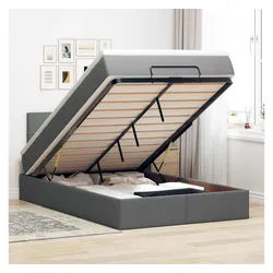 vidaXL Bett, Ottoman-Bett mit Matratze Dunkelgrau 120x190 cm Stoff