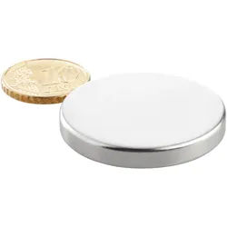 5 Scheibenmagnete Neodym 35 mm x 5 mm | N42, axial (parallel zur Höhe), silber