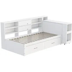 Urban Meuble Schlafsofa Multifunktionsbett 90x200 mit ausziehbarem Schreibtisch , Weiß , Holzwerkstoff , Rechteckig , 90x200 cm , Babymöbel & Kindermöbel, Kinderzimmer & Jugendzimmer, Kinderbetten