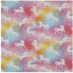 MAGAM-Stoffe Stoff "Regenbogen Einhorn", Kinder Jersey OEKO-TEX Meterware bunt
