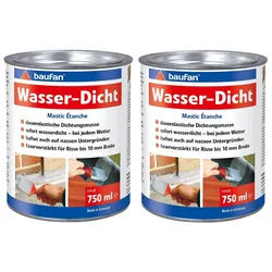 baufan® Dichtstoff Wasser-Dicht Grau 750 ml Dichtungsmasse sofort wasserdicht, Faserverstärkt, (2-tlg), sofort wasserdicht – bei jedem Wetter