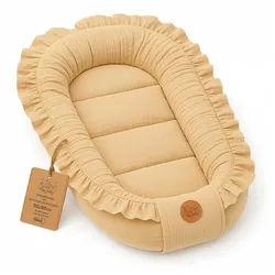 Totsy Baby Kuschelnest Musselin Babynest tragbares Baby nest Baumwolle beige|braun