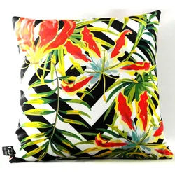 Casa Padrino Luxus Deko Kissen Detroit Plants Mehrfarbig 45 x 45 cm - Feinster Samtstoff - Wohnzimmer Kissen