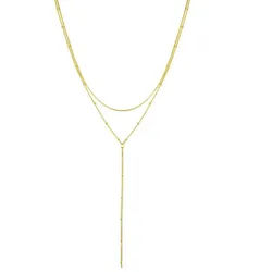 Hey Happiness Y-Kette Layer Damen Edelstahl 18K Roségold vergoldet, Erbskette Schlangen Kette Y, wasserfest goldfarben