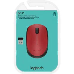 Logitech Maus M171, Wireless, rot Optisch, 1000 dpi, 3 Tasten, Retail
