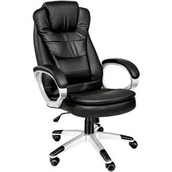 tectake Bürostuhl Zulu, einstellbare Wippfunktion, schwarz , Schwarz , Leder , 53x55x53 cm , Büromöbel, Bürostühle, Drehstühle