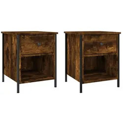vidaXL Nachttisch NA Nachttische2er Set Räuchereiche 40x42x50 cm Holz braun