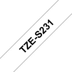 Brother Schriftband TZe-S231 (extra st) Schwarz auf Weiß Tintenpatrone weiß
