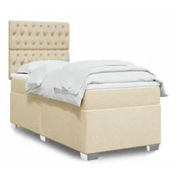 vidaXL Boxspringbett, Boxspringbett mit Matratze Creme 100x200 cm Stoff