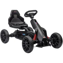 Homcom Kinder GO Kart Tretauto, Schwarz, Kunststoff, Metall , 58x58.5x100 cm , Spielzeug, Kinderfahrzeuge