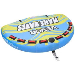VEVOR Towable Tube für Boote, Wassersport-Schleppreifen für 4 Personen, bis 308 kg Tragfähigkeit, mit Flossen, Nylonhülle, Gepolsterten Griffen und Sicherheitsventil, für Seen, Flüsse und Meere, Blau