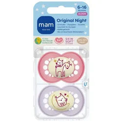 MAM Original Nacht Schnuller Silikon Rosa 6-16