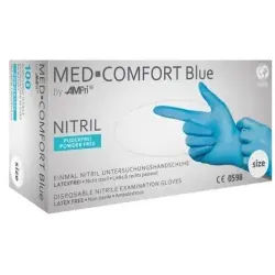 MED-COMFORT Blue Nitrilhandschuhe, puderfrei, blau, Unsterile Einmalhandschuhe mit optimaler Griffigkeit, 1 Packung = 100 Stück, Größe XS