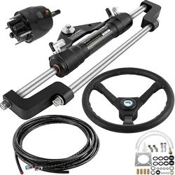 VEVOR Hydraulisches Bootslenkungsset, 300 PS, hydraulisches Lenkungsset, Steuerpumpe, Zylinder, Rad, 18 Fuß Schlauch, hydraulisches Lenkungsdichtungsset, korrosionsbeständiges Bootslenksystem, Marine