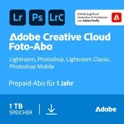 Adobe Creative Cloud Foto-Abo für 3 Monate | inkl. 1 TB | Photoshop + Lightroom | Win/MAC