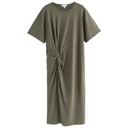Next Shirtkleid Sommerliches T-Shirtkleid mit Drehung, Kurzgröße (1-tlg) grün 24 (GB: 20 Petite)