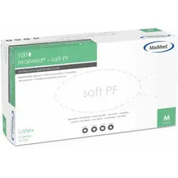 MaiMed® soft PF Einmalhandschuhe, Latex, ungepudert, mikrogeraute Oberfläche, puderfrei, 1 Box = 100 Stück, Größe M