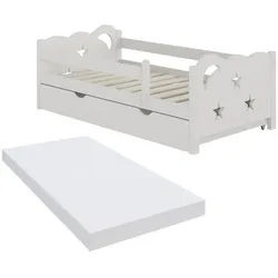 VitaliSpa Kinderbett Jessica Weiß 70x140 cm mit Schublade und Matratze , Holz , Rechteckig , 146x53x76 cm , Babymöbel & Kindermöbel, Kinderzimmer & Jugendzimmer, Kinderbetten, Kinderbetten & Jugendbetten