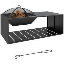 Outsunny Feuerschale, Keramik, Metall, Schwarz , 51x56x101 cm , Gartenmöbel, Feuerschalen & Feuerkörbe