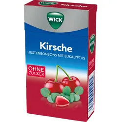 WICK Süßigkeit, WICK Kirsche mit Eukalyptus fruchtige zuckerfreie Halsbonbons 46g