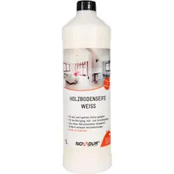 NOVADUR Holzbodenseife weiß, Natürliche Oberflächenveredelung für rohes und gelaugtes Holz, 1 Liter - Flasche