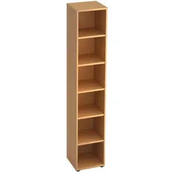 Venda Regal , Ahornfarben , Holzwerkstoff , 5 Fächer , 40x215.6x40 cm , Fsc, DIN EN ISO 14001 , Beimöbel erhältlich , Wohnzimmer, Regale, Bücherregale