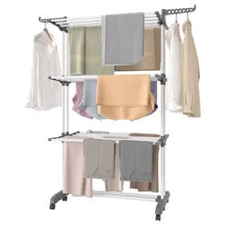 SONGMICS Wäscheständer Turm Standtrockner 4 Ebenen, Flügelwäscheständer, einfacher Aufbau, klappbare Flügel, mit Rollen, 63,5 x 125,5 x 173 cm weiß 125.5 cm x 173 cm