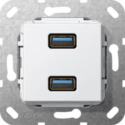 Gira 568403 USB 3.0 A 2-fach Kupplung, Einsatz reinweiß glänzend
