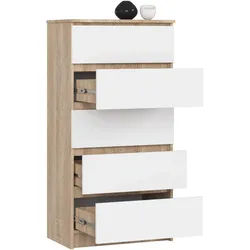 Raumhirsch Furniture Kommode mit 5 Schubladen 60 cm breit Holz Schrank, Highboard / Kommode 60 cm, Sideboard Organizer für jeden Raum weiß
