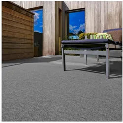 Andiamo Kunstrasen Field, Gesamthöhe 4 mm, Made in Belgium, rechteckig, für Balkon & Terrasse, mit Drainage-Noppen, Nadelfilz-Optik grau 200 cm x 350 cm